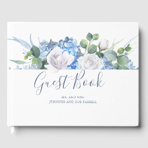 Dusty Blue Floral Greenery   Hydrangea Wedding Gästebuch