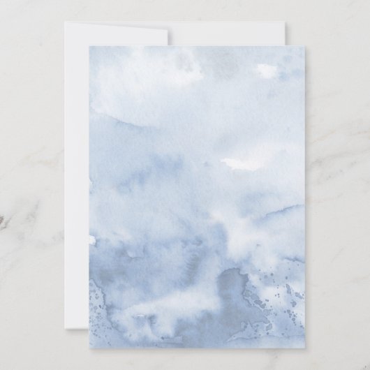 Dusty Blue Floral Greenery Modernes Brautparty Einladung (Rückseite)