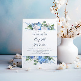 Dusty Blue Floral Greenery Modernes Brautparty Einladung