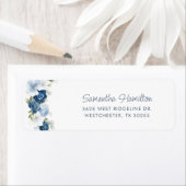 Dusty Blue Floral Greenery Rücksendeadresse (Insitu)