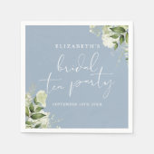 Dusty Blue Floral Greenery Script Bridal Tea Party Serviette (Vorderseite)