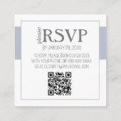 Dusty Blue Floral & Grey QR Code RSVP Card Begleitkarte (Rückseite)