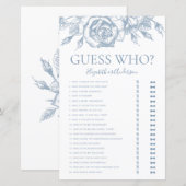 Dusty Blue Floral Guess Who Brautparty Game (Vorne/Hinten)