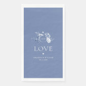 Dusty Blue Floral Guest Towels with "Love" Serviette (Vorderseite)