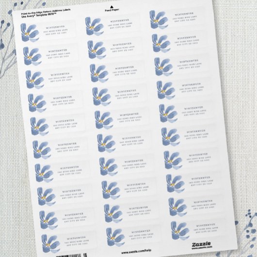 Dusty Blue Floral Hochzeit Rücksendeadresse