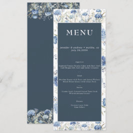 Dusty Blue Floral | Hochzeiten von Blume Menükarte