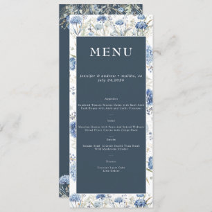Dusty Blue Floral Hochzeiten von Blume Menükarte