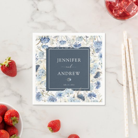 Dusty Blue Floral | Hochzeiten von Blume Serviette (Beispiel)