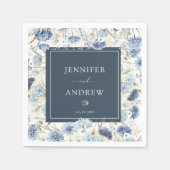 Dusty Blue Floral | Hochzeiten von Blume Serviette (Vorderseite)