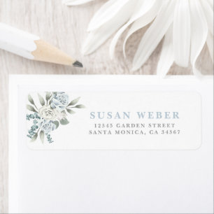 Dusty Blue Floral Hochzeitslabel
