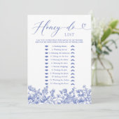 Dusty Blue Floral Honey Do List Brautparty Game Einladung (Stehend Vorderseite)