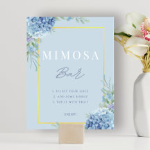 Dusty Blue Floral Hydrangea Mimosa Bar Dusche