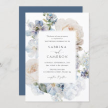 Dusty Blue Floral Hydrangea Rose Hochzeit