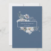 Dusty Blue Floral Hydrangea Rose Hochzeit Einladung (Rückseite)