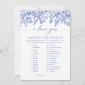 Dusty Blue Floral I Liebe Sie um das Weltspiel Einladung (Vorderseite)