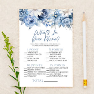 Dusty Blue Floral in Ihrem Handy Baby Dusche Spiel