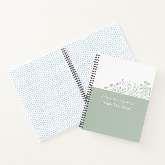 Dusty Blue Floral individuell anpassbar Notizblock (Innenseite)