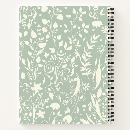 Dusty Blue Floral individuell anpassbar Notizblock (Rückseite)