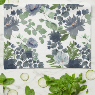 Dusty blue floral Kitchtuch Geschirrtuch