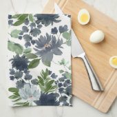 Dusty blue floral Kitchtuch Geschirrtuch (Viertel Falte)