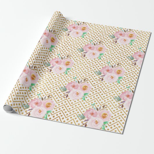 Dusty Blue Floral Krawatte Geschenkpapier (Ungerollt)