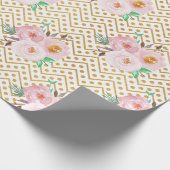 Dusty Blue Floral Krawatte Geschenkpapier (Ecke)