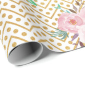 Dusty Blue Floral Krawatte Geschenkpapier (Rolleneckpunkt)