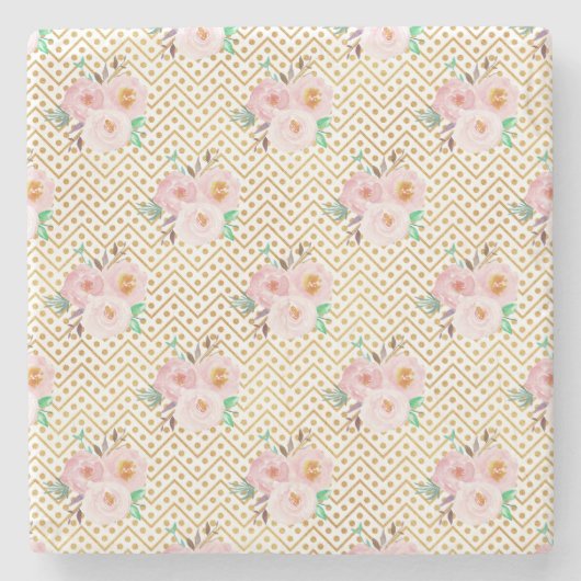 Dusty Blue Floral Krawatte Steinuntersetzer (Vorderseite)