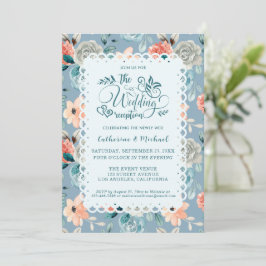Dusty Blue Floral Lace | Dekorative Kalligraphie Einladung