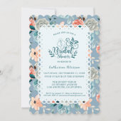 Dusty Blue Floral Lace | Dekorative Kalligraphie Einladung (Vorderseite)