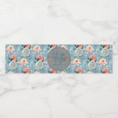 Dusty Blue Floral Lace | Dekorative Kalligraphie Wasserflaschenetikett (Einzelnes Label)