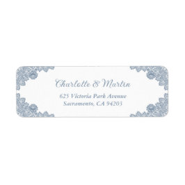 Dusty Blue Floral Lace Wedding Rücksendeadresse