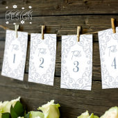 Dusty Blue Floral Lace Wedding Tischnummer