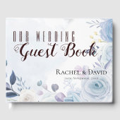 Dusty Blue Floral lebten sie glücklich nach Hochze Gästebuch (Vorderseite)