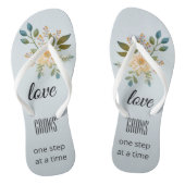 Dusty Blue Floral Liebe Bridal Flip Flops Badesandalen (Fußbett)