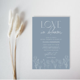 Dusty Blue Floral Liebe in Bloom Brautparty Einladung
