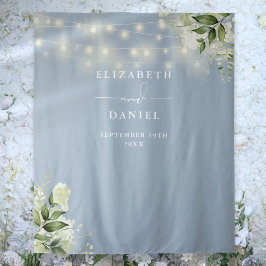 Dusty Blue Floral Lights Wedding Foto Hintergrund Wandteppich