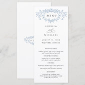 Dusty Blue Floral Line Art Wedding Flat Menükarte (Vorne/Hinten)