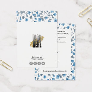 Dusty Blue Floral Logo Bekleidungspreis Markierung