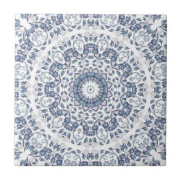 Dusty Blue Floral Mandala Fliese