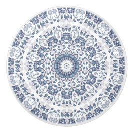 Dusty Blue Floral Mandala Keramikknauf
