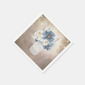 Dusty Blue Floral Mason Jar Rustikales Land Serviette (Ecke)