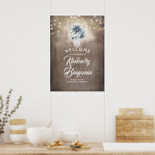 Dusty Blue Floral Mason Jar Wedding Begrüßungszeic Poster (Küche)