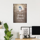 Dusty Blue Floral Mason Jar Wedding Begrüßungszeic Poster (Heimbüro)