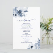 Dusty Blue Floral Menu Card (Stehend Vorderseite)