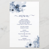 Dusty Blue Floral Menu Card (Vorderseite)