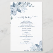 Dusty Blue Floral Menu Card (Vorderseite)