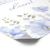 Dusty Blue Floral Mimosa Bar Brautparty Poster (Ecke)