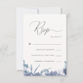 Dusty Blue Floral mit Calligrafy UAwg RSVP Karte