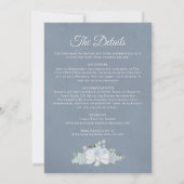 Dusty Blue Floral mit Details katholische Hochzeit Einladung (Rückseite)